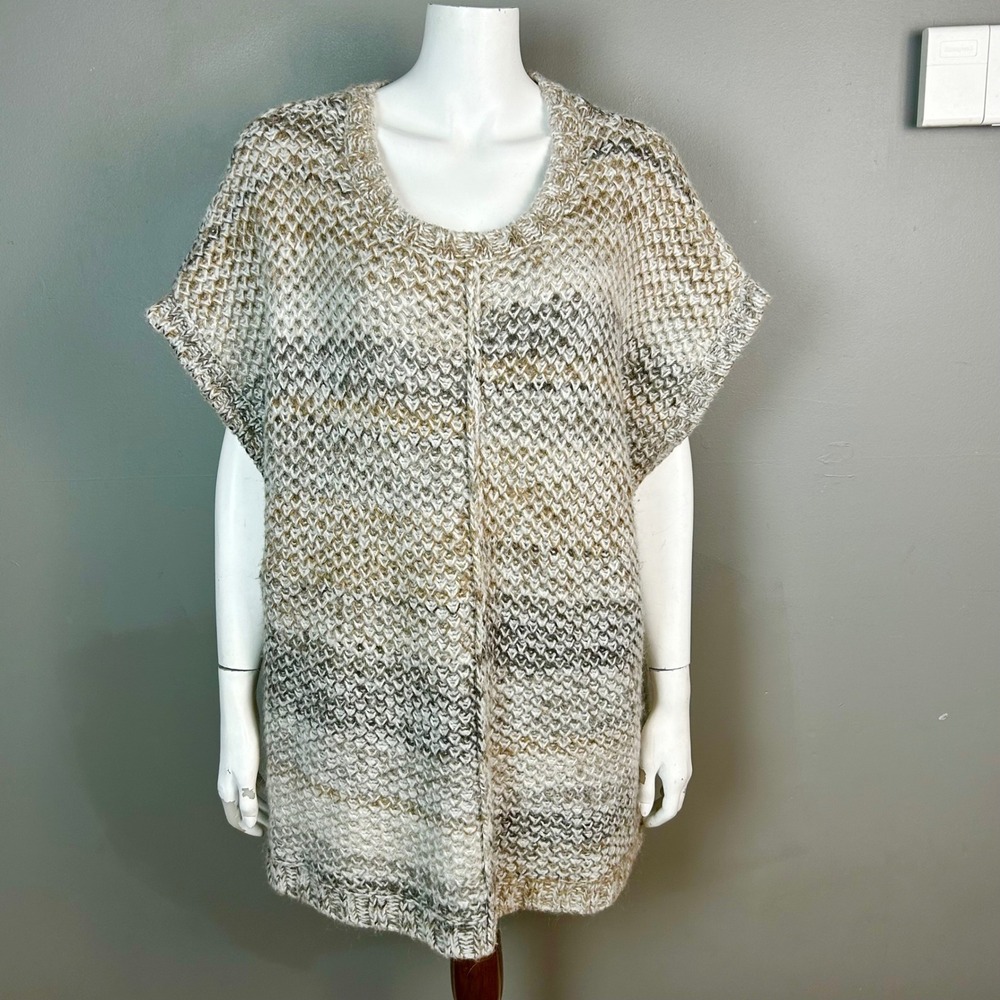 Pure‎ Jill Sweater Poncho Size 1X 2X Oversized Neutral Relaxed Cozy Coastal